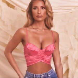 oh polly ruffle crop top hot pink